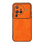 Per Vivo X80 Pro Accurate Hole Accurate Twolor Litchi Texture PU Telefono (Orange)