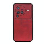Per Vivo X80 Pro Accurate foro accurato a due colori Texture PU Case di telefono (rosso)