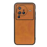 Per Vivo X80 Pro Accurate Hole Accurate Twolor Texture PU Phone Case (Brown)