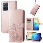 Per Vivo Y55 5G Custodia per telefono in pelle con fibbia in rilievo in rilievo (oro rosa)