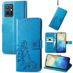 Per Vivo Y55 5G Custodia per telefono in pelle con fibbia in rilievo in rilievo (blu)