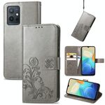Per Vivo Y55 5G Custodia per telefono in pelle con fibbia in rilievo in rilievo (grigio)
