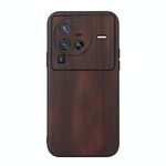 Per Vivo X80 Pro Yellow Cow Texture PU Phone Case (caffè)