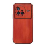 Per Vivo X80 Giallo TEXTURE PU PHO Case (Brown)