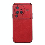 Per Vivo X80 Pro Wood Texture PU Case telefonico (rosso)