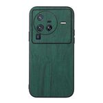 Per Vivo X80 Pro Wood Texture PU Case telefonico (verde)