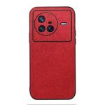 Per Vivo X80 Texture Wood Texture PU Custode (rosso)
