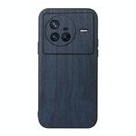 Per Vivo X80 Texture Wood Texture PU Custodia (blu)