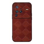 Per Vivo X80 Pro Weave Plaid PU Phone Case (Brown)