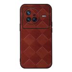 Per Vivo X80 Weave Plaid PU Case (Brown)