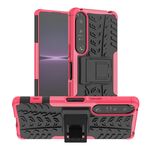 Per Sony Xperia 1 IV Tyre Texture TPU + Custodia per telefono PC con supporto (rosa)