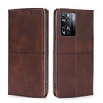 For OPPO A57 4G 2022 Cow Texture Magnetic Horizontal Flip Leather Phone Case(Dark Brown)