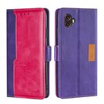 Per Samsung Galaxy Xcover6 Pro / Xcover Pro 2 Custodia per telefono in pelle con fibbia laterale a contrasto (viola + rosa rossa)