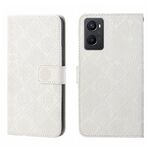 Per OPPO A96 4G Custodia per telefono in pelle con motivo goffrato stile etnico (bianco)