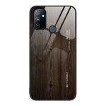 Per OnePlus Nord N100 Custodia protettiva in vetro con venature del legno (M01)