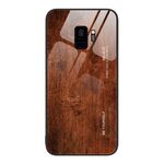 Per Samsung Galaxy S9 + Custodia protettiva in vetro con venature del legno (M02)