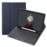 YA08B Lambskin texture Tensione topi rotonda Tastiera bluetooth Custodia in pelle per Samsung Galaxy Tab A8 10.5 2021 SM-X200 / SM-X205 (blu)