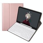 YA08B Lambskin texture Tensione topi rotonda Tastiera in pelle bluetooth per Samsung Galaxy Tab A8 10.5 2021 SM-X200 / SM-X205 (Oro rosa)
