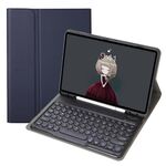 YA700B Lambskin texture Tensione rotonda KeyCap Bluetooth Case in pelle tastiera Bluetooth per Samsung Galaxy Tab S8 da 11 pollici SM-X700 / SM-X706 e S7 11 pollici SM-X700 / SM-T875 (blu)