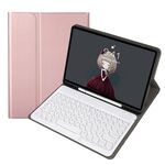 YA700B Lambskin texture Tensione rotonda KeyCap Bluetooth Case in pelle tastiera Bluetooth per Samsung Galaxy Tab S8 da 11 pollici SM-X700 / SM-X706 e S7 11 pollici SM-X700 / SM-T875 (oro rosa)