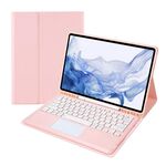 T800B-A touch pad tablet in pelle bluetooth staccabile per Samsung Galaxy Tab S8+/S7+/S7 Fe (rosa)