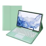 T800B-A touch pad tablet in pelle bluetooth staccabile per Samsung Galaxy Tab S8+/S7+/S7 Fe (Green Mint)