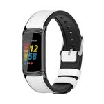 Per Fitbit Charge5 Mijobs TPU + Watch Band in pelle (bianco + nero)