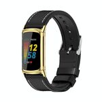 Per Fitbit Charge5 Mijobs TPU + Watch Band in pelle (nero + oro)