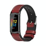 Per Fitbit Charge5 Mijobs TPU + Watch Band in pelle (rosso + nero)