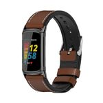Per Fitbit Charge5 Mijobs TPU + Watch Band in pelle (Brown + Black)