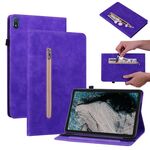 Per Nokia T20 10.4 2021 Spazio di pelle Solido Casetto in pelle con cerniera (Purple)