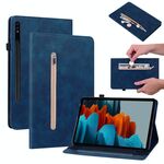 Per Samsung Galaxy Tab S7+ / S8+ Spazio di pelle Solido Casetto in pelle con cerniera solida (blu)