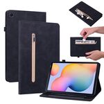 Per Samsung Galaxy Tab S6 Lite SM-P610 Selva della pelle Solido Casetto in pelle intelligente con cerniera (nero)