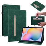 Per Samsung Galaxy Tab S6 Lite SM-P610 Selva della pelle Solido Casetto in pelle intelligente con cerniera (verde)