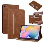 Per Samsung Galaxy Tab S6 Lite SM-P610 Selva della pelle Solido Casetto in pelle intelligente con cerniera (marrone)