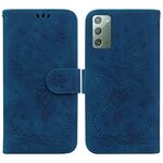 Per Samsung Galaxy Note20 Butterfly Rose Excreated Leather Phone (blu)