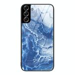 Per Samsung Galaxy S22 + 5G Custodia protettiva in vetro con motivo marmorizzato (Oceano blu)