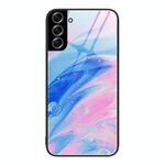 Per Samsung Galaxy S22 + 5G Custodia protettiva in vetro con motivo marmorizzato (rosa)
