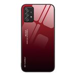 Per Samsung Galaxy A52 Custodia in vetro sfumato a colori (rosso a nero)