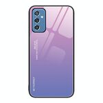 Per Samsung Galaxy M52 5G Custodia in vetro a colori sfumati (da rosa a viola)