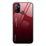 Per OnePlus Nord N100 Custodia in vetro a colori sfumati (da rosso a nero)