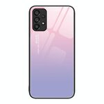 Per Samsung Galaxy A53 Custodia per telefono in vetro colorato colorato (cielo viola)