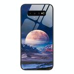 Per Samsung Galaxy S10 + Custodia per telefono in vetro colorato colorato (Moon Hill)