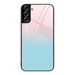 Custodia per telefono in vetro colorato colorato Samsung Galaxy S22+ 5G (cielo blu)