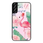 Custodia per telefono in vetro colorato colorato Samsung Galaxy S22+ 5G (Flamingo)