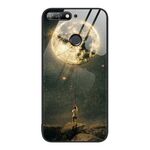 For Huawei Enjoy 8e Colorful Painted Glass Phone Case(Moon)