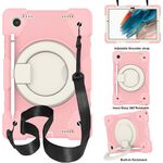 Per Samsung Galaxy Tab A8 10.5 2021 Silicone + PC Case di protezione per il corpo completo con supporto e cinturino (rosa)