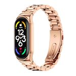 Per Xiaomi Mi Band 7 /7 NFC Mijobs CS CS Gada in acciaio inossidabile in metallo a tre bead (rosa oro)