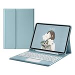 Custodia in pelle tastiera bluetooth rotonda con slot a penna e touchpad per Samsung Galaxy Tab S7 (blu)