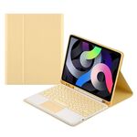 Custodia in pelle tastiera Bluetooth rotonda con slot a penna e touchpad per Samsung Galaxy Tab S7 (Yellow)